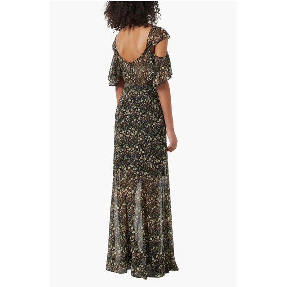 NWT $178French Connection Hallie Floral Cold Shoulder Crinkle Maxi Dress - Picture 2 of 2